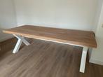 Eikenhouten Eettafel met Wit Onderstel, Huis en Inrichting, Tafels | Eettafels, Ophalen, 100 tot 150 cm, Eikenhout, Zo goed als nieuw