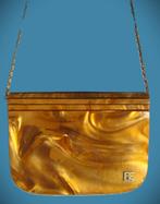 PE Florence Clutch~Vintage~Goud kleur Ketting~Hardcover, Ophalen of Verzenden, Gebruikt, Overige kleuren, Avondtasje