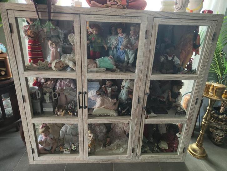 Riviera Maison vitrinekast 2 delig, Huis en Inrichting, Kasten | Vitrinekasten, Zo goed als nieuw, 200 cm of meer, 150 tot 200 cm