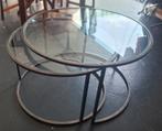Glazen Salontafel met Metalen Frame, Minder dan 45 cm, Minder dan 55 cm, Gebruikt, Rond