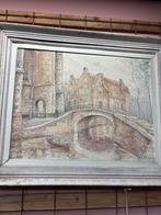 Schilderij van een gracht in Amsterdam, Antiek en Kunst, Kunst | Schilderijen | Klassiek, Ophalen of Verzenden