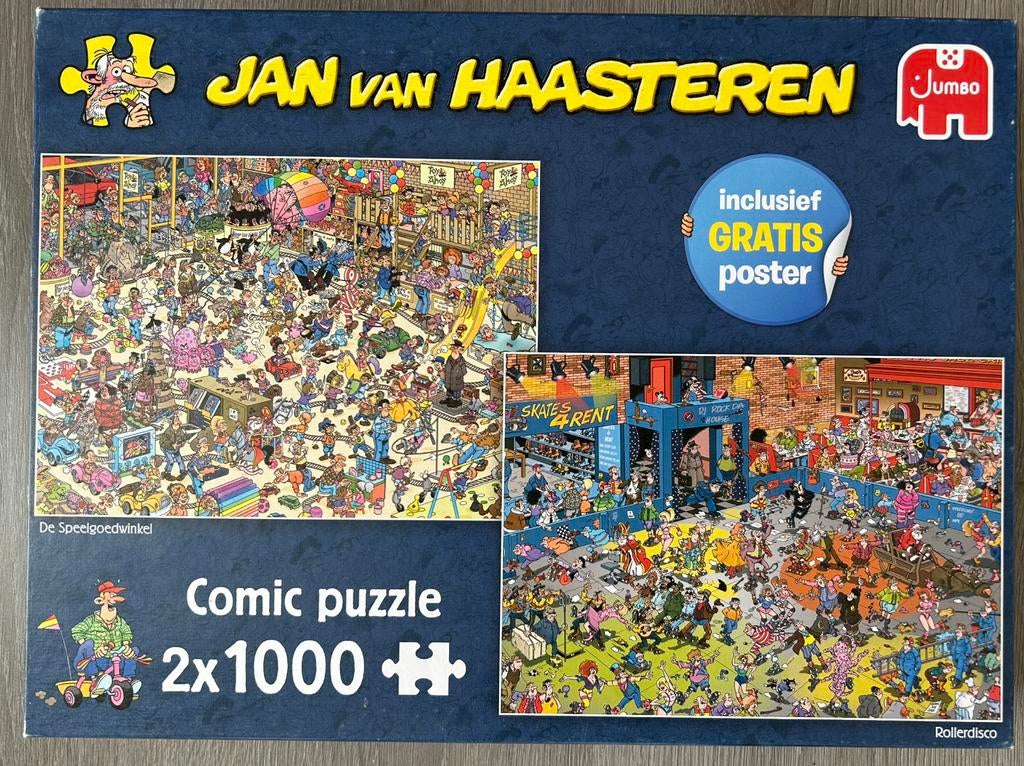 Jan van Haasteren puzzels “Rollerdisco en Speelgoedwinkel”, Hobby en Vrije tijd, Denksport en Puzzels, Ophalen, 500 t/m 1500 stukjes