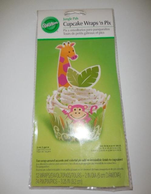 Nieuw Jungle, Oerwoud, Dieren Cupcake Prikkers en Hullen x12, Hobby en Vrije tijd, Taarten en Cupcakes maken, Nieuw, Versiering