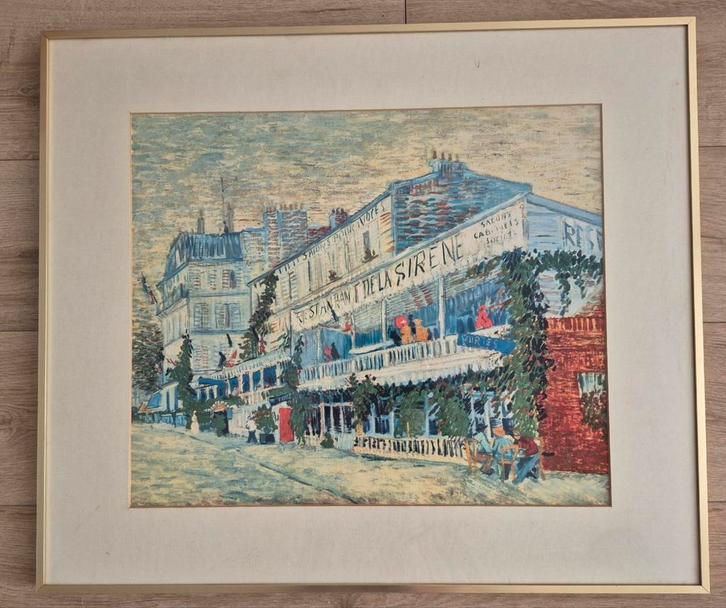 Vintage Print Restaurant de la Sirene, Antiek en Kunst, Kunst | Schilderijen | Klassiek, Ophalen