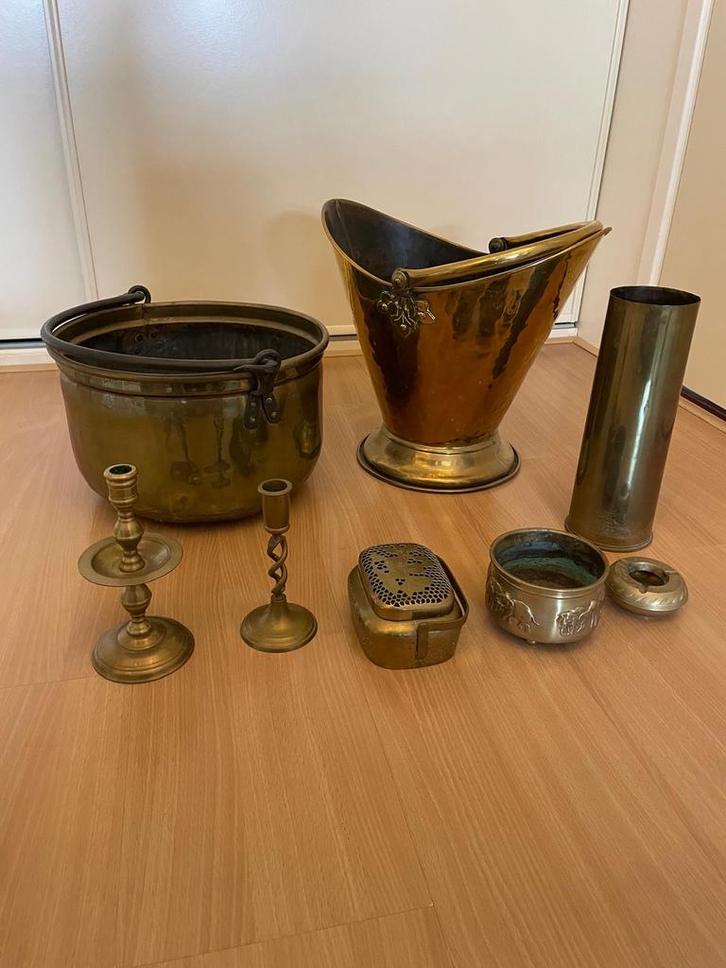 Antieke Bronzen Haardstel en Decoratie, Antiek en Kunst, Antiek | Koper en Brons, Brons, Ophalen of Verzenden