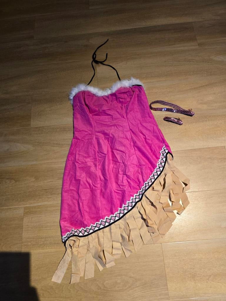 Carnaval Pocahontas/indianenjurk, Kleding | Dames, Maat 38/40 (M), Carnaval, Ophalen of Verzenden, Zo goed als nieuw