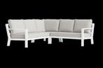 Loungeset 15 delig wit met licht grijze kussens, Tuin en Terras, Ophalen, 6 zitplaatsen, Bank, Aluminium