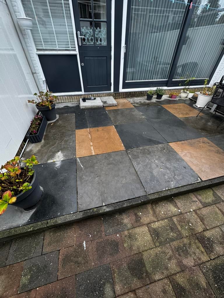 Gratis Zelf Ophalen Tuintegels - Terrastegels en palissade, Tuin en Terras, Tegels en Klinkers, Ophalen, Gebruikt, Terrastegels