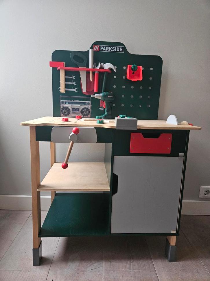 Parkside Kinderwerkbank met Gereedschap, Kinderen en Baby's, Speelgoed | Speeltafels, Zo goed als nieuw, Ophalen of Verzenden