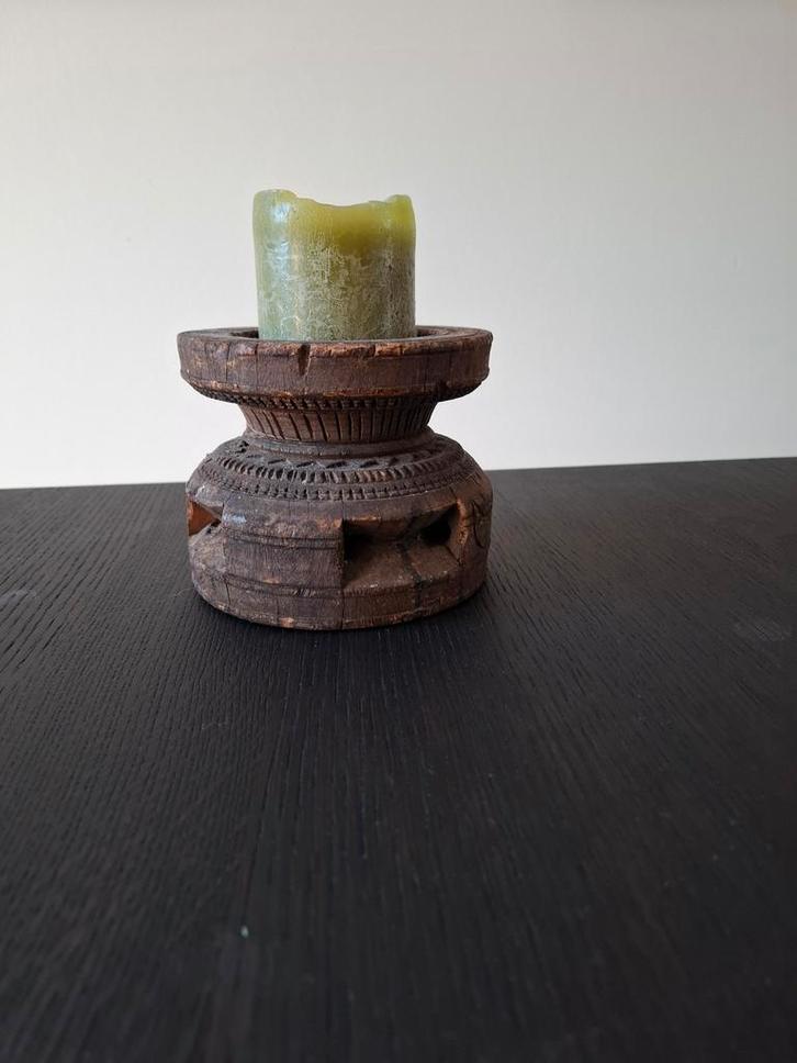 Poer, Huis en Inrichting, Woonaccessoires | Kandelaars en Kaarsen, Kandelaar, Minder dan 25 cm, Hout, Ophalen of Verzenden