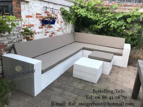 Steigerhout hoekbank loungebank loungeset GRATIS BEZORGD!!, Tuin en Terras, Tuinsets en Loungesets, Nieuw, Loungeset, Steigerhout