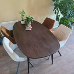 Deens ovale eettafel 180 x 100 cm bruin mangohout, Ophalen, 100 tot 150 cm, Zo goed als nieuw, 150 tot 200 cm
