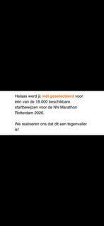 GEZOCHT startbewijs NN marathon rotterdam 2026, Tickets en Kaartjes, Eén persoon