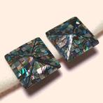 Vintage oorbellen clips abalone schelp jaren '80, Overige materialen, Verzenden, Zo goed als nieuw, Knopjes of Stekers