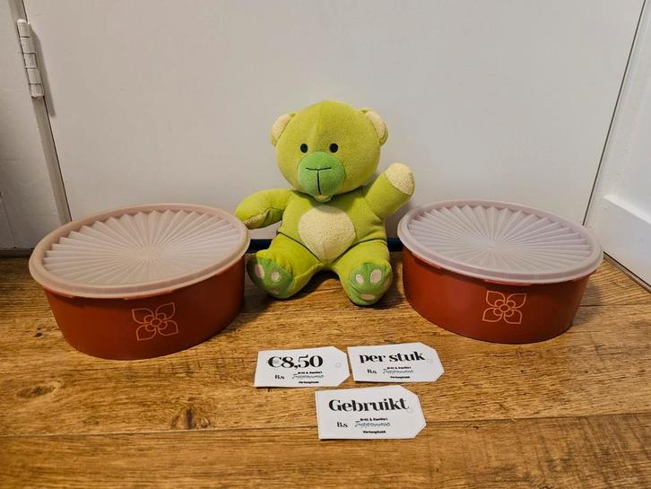 Tupperware sterdeksel koektrommels retro vintage, Huis en Inrichting, Keuken | Tupperware, Gebruikt, Bus of Trommel, Rood, Ophalen of Verzenden