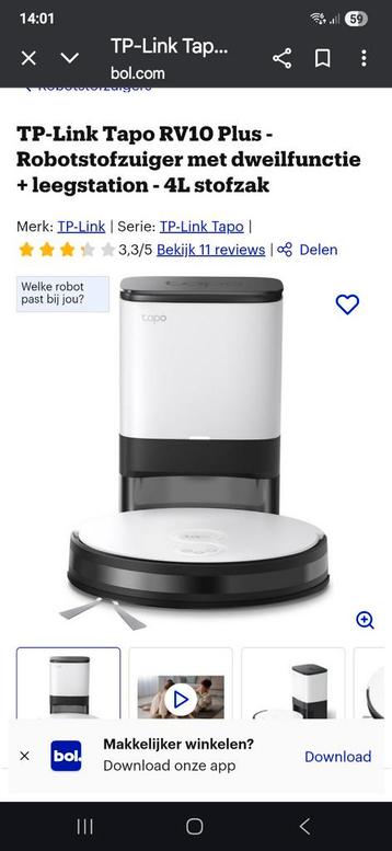 Tapo RDV10 Robotstofzuiger  met docking  beschikbaar voor biedingen