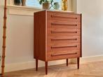 Vintage ladekast teak hout jaren 50/60 Deens Scandinavisch, Huis en Inrichting, Kasten | Ladekasten, Ophalen, Gebruikt, 5 laden of meer