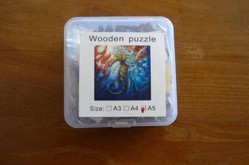 Houten puzzel (A5) '' ZEEPAARDJE '' + Poster 159 stukjes.