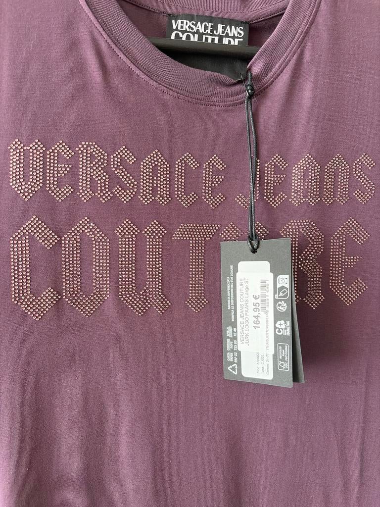 Versace Jeans Couture T-shirt Jurk, Maat 38/40 (M), Paars, Ophalen of Verzenden, Zo goed als nieuw