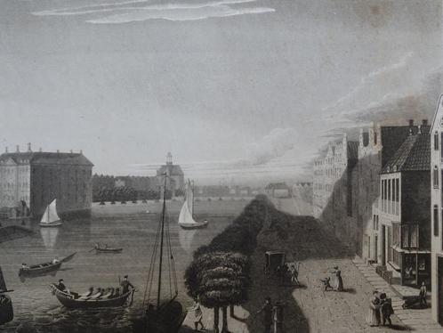 gravure Amsterdam met zicht op de Zuiderzee JB Neagle 1828, Antiek en Kunst, Kunst | Etsen en Gravures, Verzenden