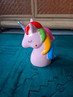 Roze met gekleurde manen eenhoorn, unicorn spaarpot, Ophalen of Verzenden, Nieuw, Steen, Aardewerk of Keramiek, Dier