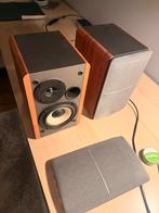 Edified Bookshelf Speakers met Versterker - Notenhout, Audio, Tv en Foto, Luidsprekers, Zo goed als nieuw, Minder dan 60 watt