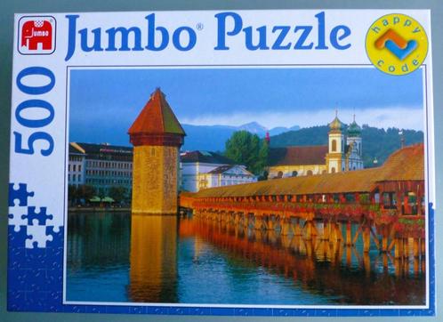 Jumbo puzzel Luzern Kapelbrug Zwitserland 500 stukjes, Hobby en Vrije tijd, Denksport en Puzzels, Zo goed als nieuw, Legpuzzel