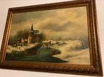 Olieverfschilderij Winters Landschap R. Korst, Ophalen