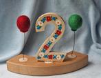 Houten jaarring steker 2 twee jaar verjaardag vilt ballon, Verzenden, Nieuw, Hout, Minder dan 25 cm