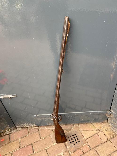 Antiek percussie geweer met jachtkolf, Verzamelen, Overige Verzamelen, Gebruikt, Ophalen of Verzenden