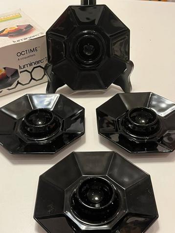 Set van 4 Luminarc Octime zwart eierdopjes in doos beschikbaar voor biedingen