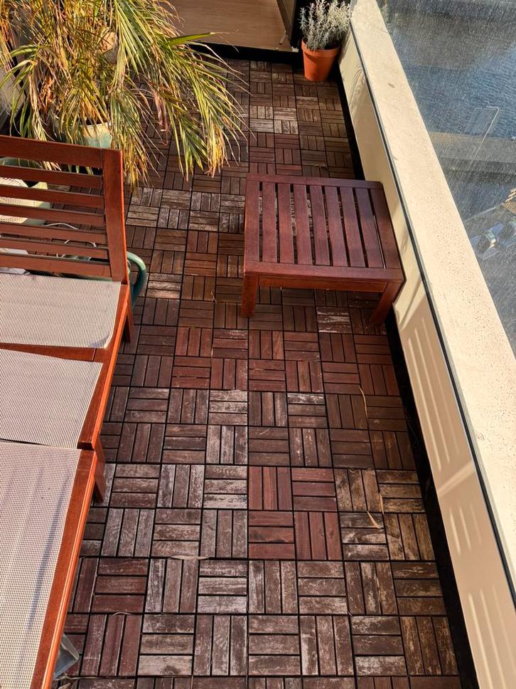 Ikea Runnen hout terras tegel, ca. 9m2, Tuin en Terras, Terrasdelen en Vlonders, Gebruikt, Hout, Ophalen