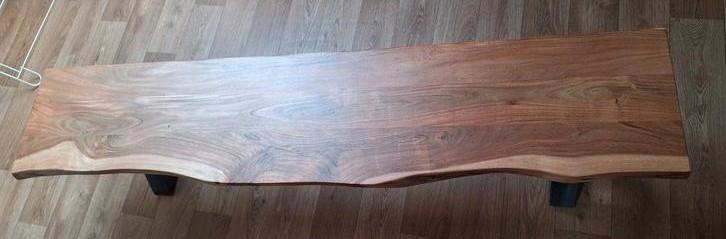 Houten Zitbankje met boomrand, Huis en Inrichting, Tafels | Salontafels, Zo goed als nieuw, Minder dan 50 cm, Minder dan 50 cm