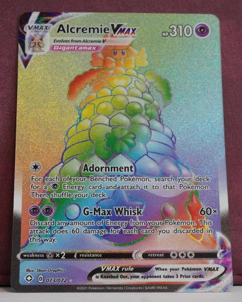 Alcremie VMAX Rainbow Full Art 073-072 Shining Fates Pokémon, Hobby en Vrije tijd, Verzamelkaartspellen | Pokémon, Nieuw, Losse kaart