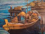 Schilderij vissersboot door van vuuren, Antiek en Kunst, Ophalen of Verzenden