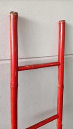 vintage decoratieve ladder handdoekenrek bamboe rood, Huis en Inrichting, Woonaccessoires | Overige, Ophalen, Gebruikt