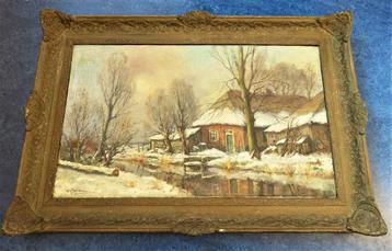 Schilderij Winterlandschap W.J. Pasman (Leidsche School)  beschikbaar voor biedingen