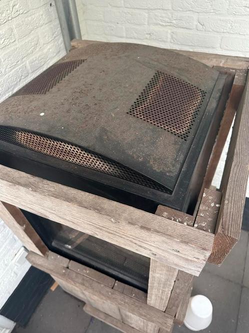 Gaskachel voor Buiten met Steigerhouten Ombouw, Huis en Inrichting, Haarden, Gebruikt, Gashaard, Ophalen