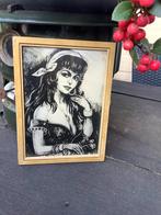 Brocante prent zigeunermeisje/gipsy girl fifties, Ophalen of Verzenden