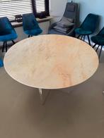 Vintage marmeren eettafel, Huis en Inrichting, Tafels | Eettafels, Ophalen, Overige materialen, Gebruikt, Rond