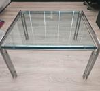 Metaform M1 bijzettafel 60x60 rvs met glas, Huis en Inrichting, Ophalen, Minder dan 45 cm, Gebruikt, Vierkant