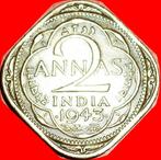 * WAR (1939-1945): INDIA 2 ANNA 1943! GEORGE VI (1937-1952)!, Postzegels en Munten, Munten | Azië, Losse munt, Verzenden, Zuid-Azië