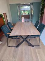 Eettafel + 4 stoelen, Huis en Inrichting, Tafels | Eettafels, Ophalen, Gebruikt, Eikenhout, 50 tot 100 cm