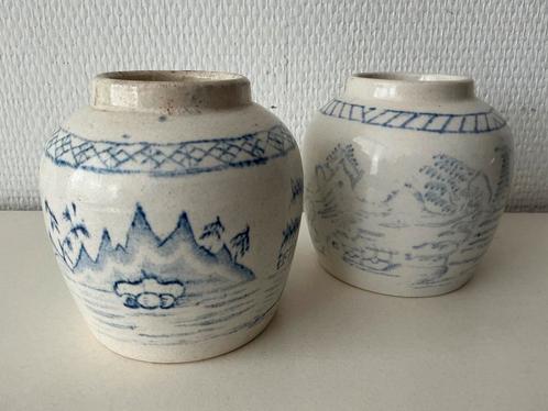 2 Oude Chinoiserie Gemberpotten, Antiek en Kunst, Antiek | Keramiek en Aardewerk, Ophalen of Verzenden