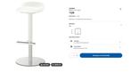 Ikea Barkruk wit - Ikea Bar chair white, Huis en Inrichting, Barkrukken, Ophalen, In hoogte verstelbaar, 60 tot 90 cm, Zo goed als nieuw