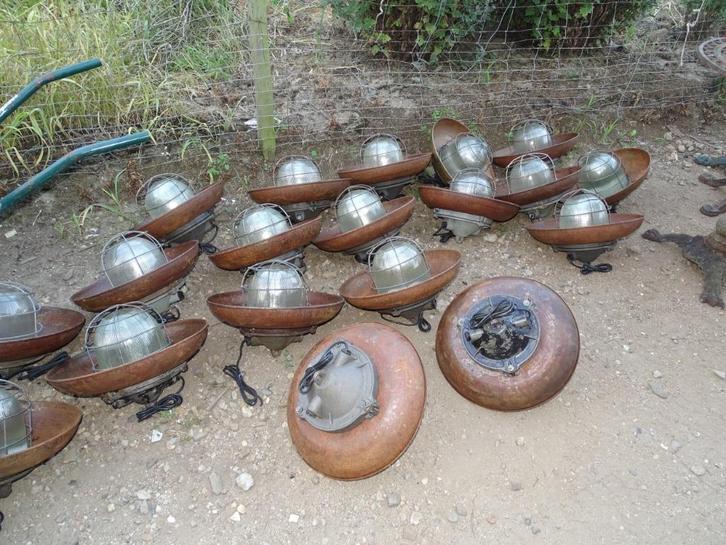 oude kooilamp met geroeste kap industriële hanglamp, Antiek en Kunst, Curiosa en Brocante, Ophalen