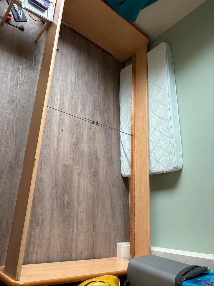 Bedombouw 200x90 - Eenpersoonsbed, Huis en Inrichting, Slaapkamer | Bedden, Gebruikt, Eenpersoons, 90 cm, 200 cm, Hout, Bruin