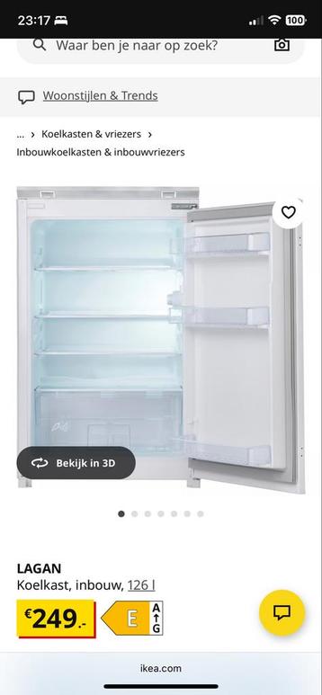 IKEA Lagan Inbouwkoelkast - Goedkoop! beschikbaar voor biedingen