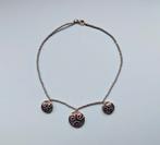 Vintage kralenketting met 3 hangers, Sieraden, Tassen en Uiterlijk, Kettingen, Ophalen of Verzenden, Zo goed als nieuw, Zilver