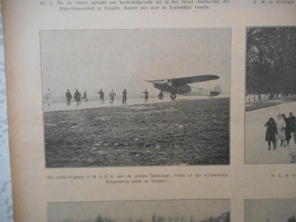 Schiphol. Landing P.H.A.E.N. uit Indië. 1929., Verzamelen, Ophalen of Verzenden, 1920 tot 1940, Nederland, Knipsel(s)